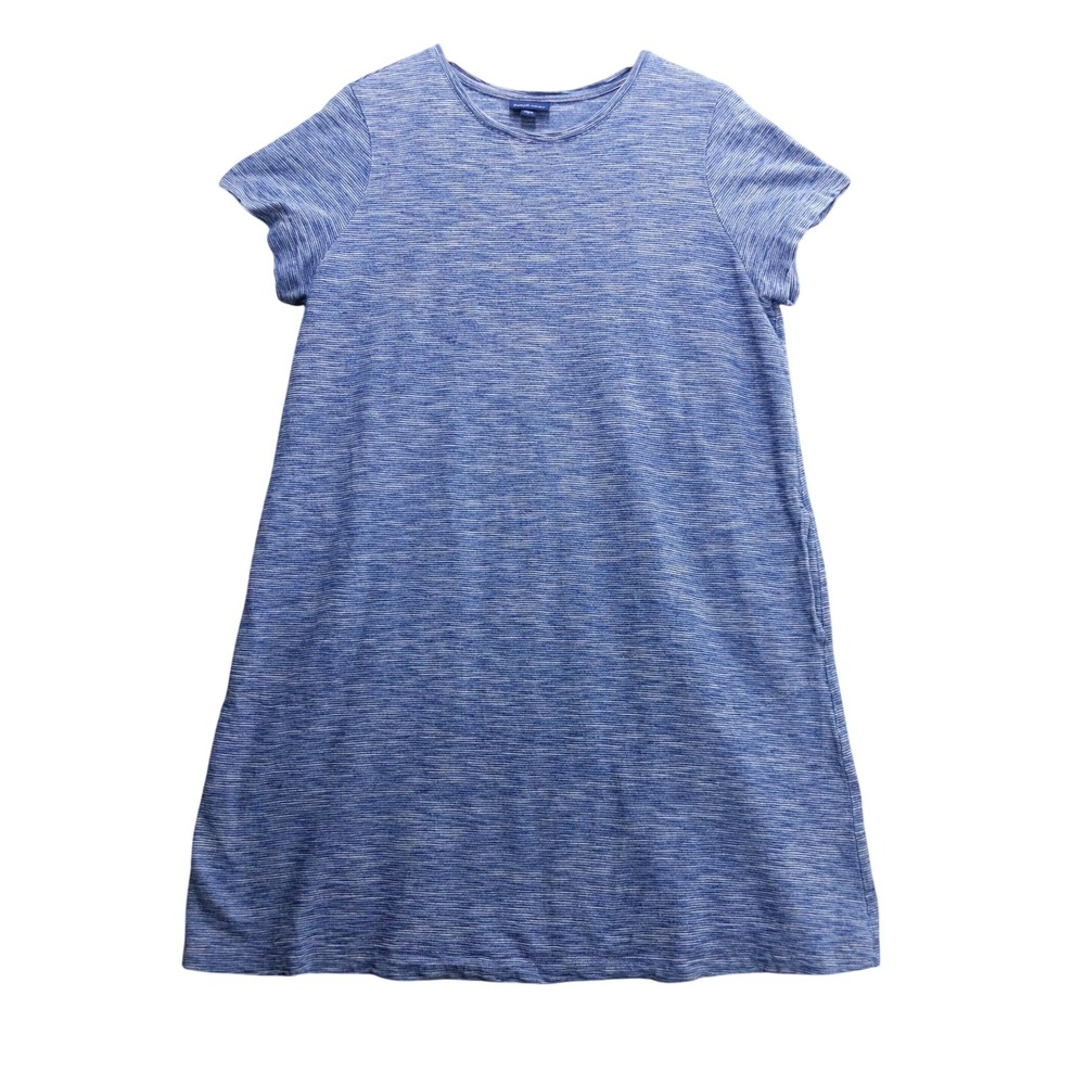Pure Jill Indigo Blue Heathered‎ Striped Knit T Shirt Tunic Dress Size L